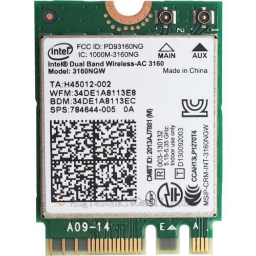 Dual Band Wireless-AC 3160NGW Bluetooth 4.0 NGFF Wifi WLAN card for HP 784644-005 Pavilion x360 13" s060sa x360 13 Intel 3160AC