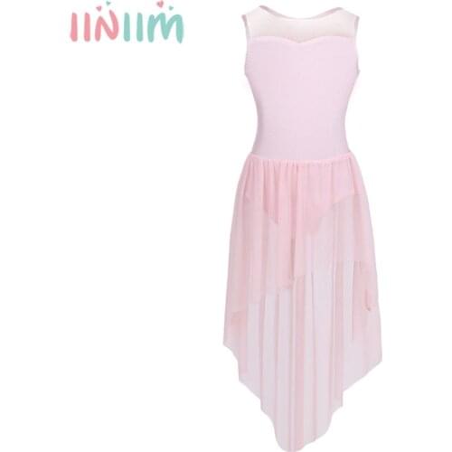 Iiniim Girls Kids Costumes Formal Party Dress Splice Open Back High-low Hem Ballet Dance Gymnastics Leotard Ballet Tutu Dress