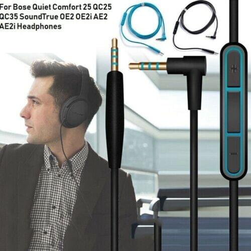 1.2m Black Headphone Line Cable For QC25 QC35 OE2 OE Headphones With Mic