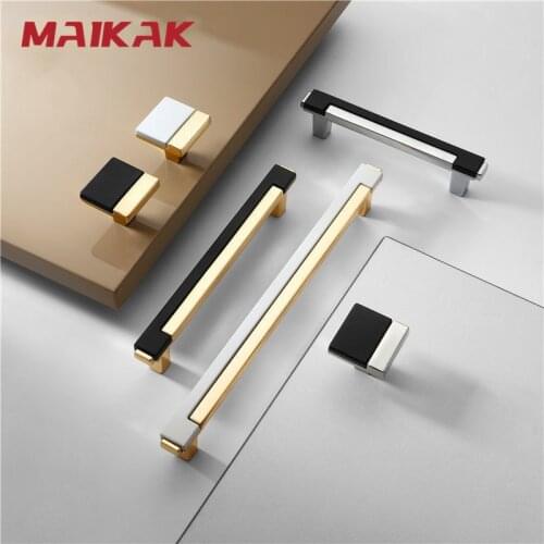 MAIKAK Modern Gold Chrome Kitchen Handle Cabinet Knobs and Handles Fashion Drawer Knobs Pulls Furniture Handle Door Hardware