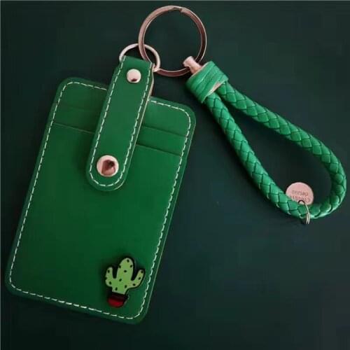 Cartoon cute Gril creative 3slots ID card Holder Student meal card campus bus subway card case credit card Name Badge Keychain