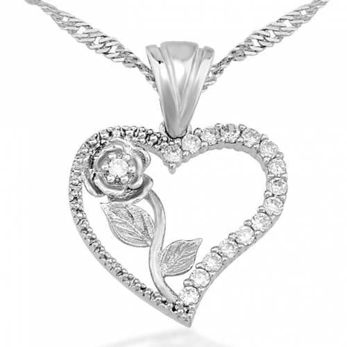 My heart Rose Heart Silver Necklace wsn07