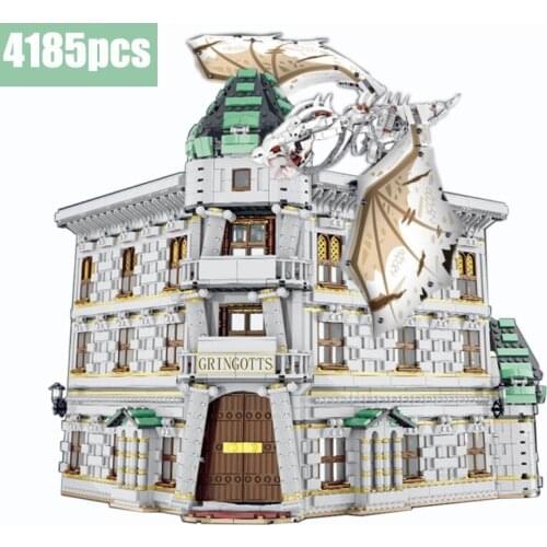 NEW MOC Diagon Alley Gringotts Bank Ukranian Ironbelly Dragon Model Kids Toys Building Blocks Bricks Assembly Kits Model Gifts