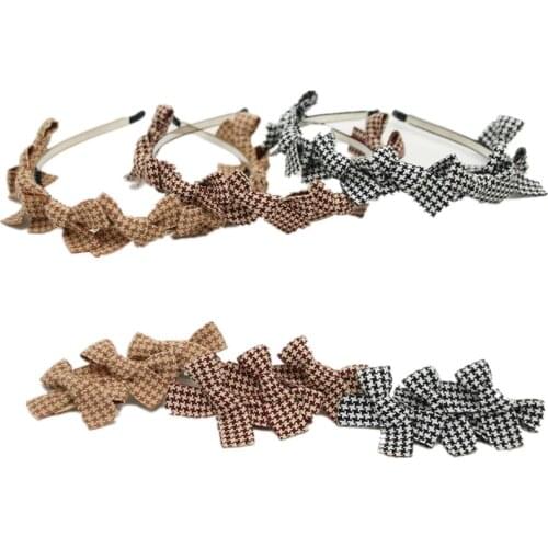 NEW WINTER houndstooth little bows hairband plaid girls hair accessories