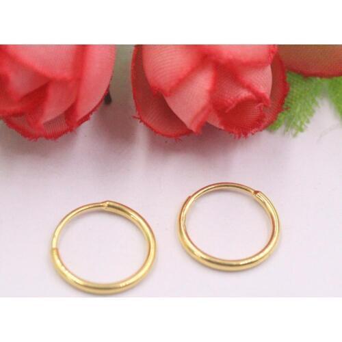New Pure 18K Yellow Gold Hoop earrings 13x1.3mm Smooth Annulus 0.78g