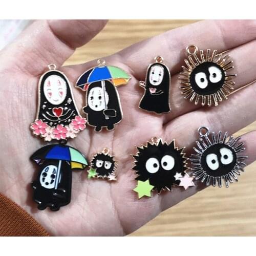 New 50pcs Japanese anime black man sea urchin DIY Necklace Bracelet Key Chain Metal Charm Pendants Jewelry Making