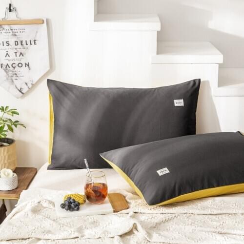 Solid Color 2pcs Pure Cotton Pillowcase both sides Design Classical Pink Yellow Gray Universal Bedding Sets 48x74cm 19x29inch