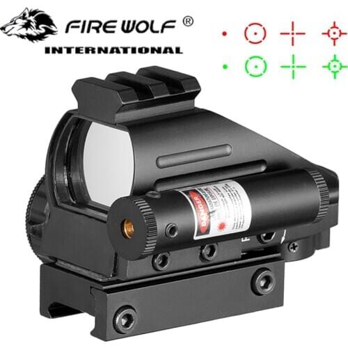 Hunting Rifle Scope Holographic Reflex 4 Reticles Red dot Sight Tactical riflescope with Red Laser Optics