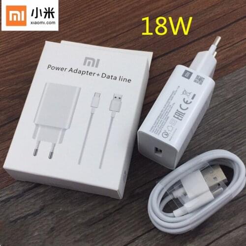 Xiaomi Mi 9 Original EU Charger 18W Fast Wall Charge Travel Adapter USB Type-C Cable For Mi 9 8 6 A3 A2 A1 Redmi 9 Note 9 Pro 8