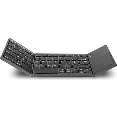 Ingelon Portable Twice Folding Bluetooth Keyboard BT Wireless Foldable Touchpad Foldable Smartphone Mini Windows Keypad for IOS