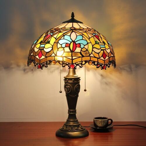 16inch Luxury tiffany Baroque style table lamp retro decoration bedroom bedside lamp