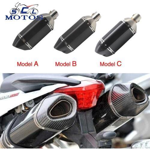 Sclmotos -Carbon Fiber Motorcycle Scooter Modified Ak Yoshimura Muffler Exhaust Pipe Pit Bike ER6N EXC NMAX MSX125 RACING