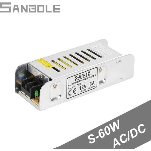 S-60-12 Strip Type Power Supply Switch 60S Switching Power Supply Led Showcase Lamp 12v5a With Metal Shell