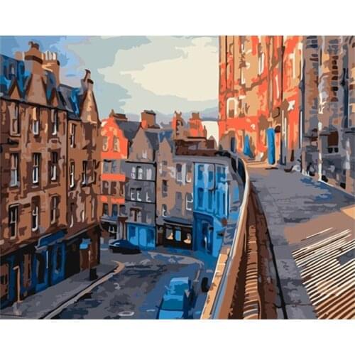 Tetasal DIY Painting by Numbers For Adults Kits Gift Digita Oil Paint Dropshipping On Canvas Bustling street Home Decoration