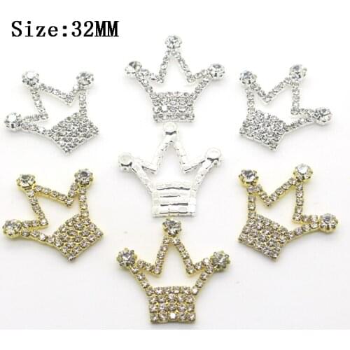 TYNUOMI Hot Sale 5pcs/lot32MM Mixed Color Rhinestone Button Sewing Crown Decoration DIY Handmade Jewelry Clothing Accessories