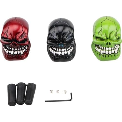 Universal Manual Gear Shift Knob Shifter Lever Wicked Carved Skull Black Green Red D5 Car Interior Decoration