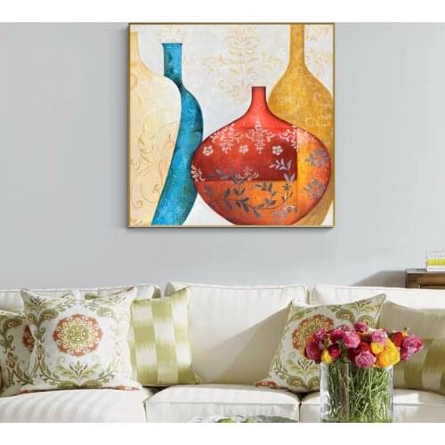 Hand-painted vase peace auspicious hanging painting creative fantasy decorative painting abstract living room personality art