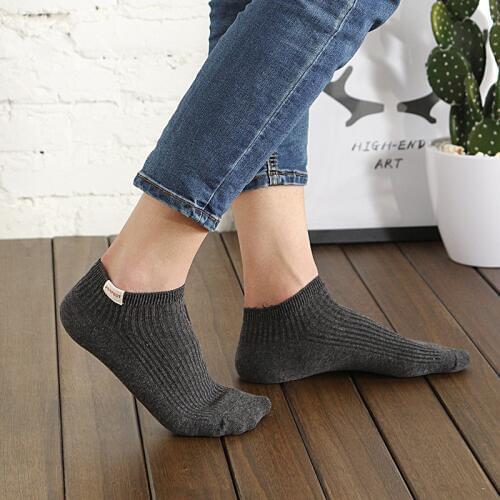 Spring summer new solid ankle socks mens business short socks cotton boat socks double needles sweat-absorbent breathable sock