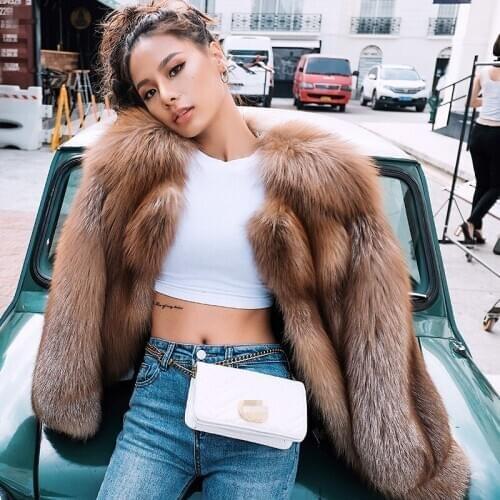 Real Clothes Double-faced Fox Fur Jacket Autumn Winter Coat Women Korean Long Jackets Chaqueta Mujer MY960