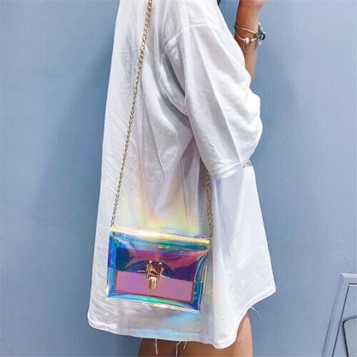 Women Laser Crossbody Bag Messenger Shoulder Bag PVC Jelly Small Tote Messenger Bag Laser Holographic Lady