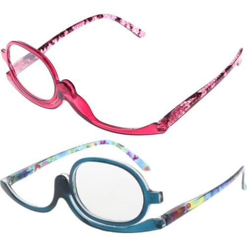 Women Makeup Reading Glasses Rotatable Flip Make Up Eye Glasses Presbyopic +1.00 To +4.0 R2LE