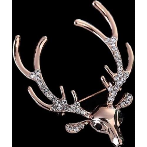 Shiny Womens Fashion Pin Deer Head Mens Suit Accessories Deer Brooch