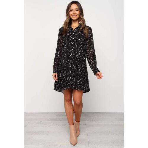 COLDKER long sleeves cloth woman casual black dress for female streetwear clothing ladies