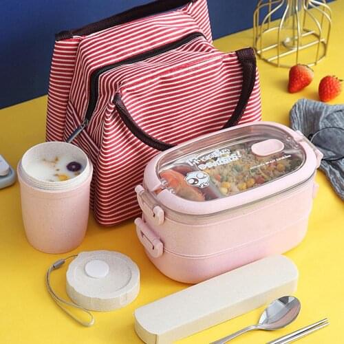 1/2-Tiers Portable Lunch Box Sealed Bento Picnic Large Capacity Food Container