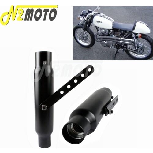 1 Pair Motorcycle Exhaust Muffler 12" Universal For Harley Bobber Chopper Cafe Racer Black 1-1/2" Antiqued Silencer Pipe