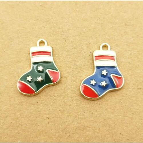 10pcs 13x16mm enamel sock charm christmas charms for jewelry making and crafting earring pendant necklace bracelet charms