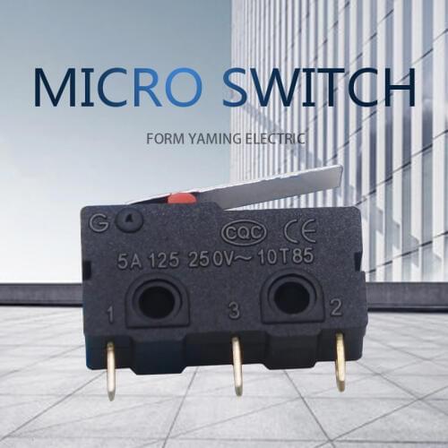 10pcs Limit Micro Switch Long Handle Three Pins 5A 125 250VAC Contact Medium Size Black KW11-3Z-2