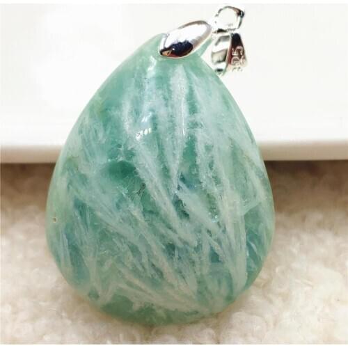 100% Natural Blue Feather Fluorite Quartz Colorful Pendant Women Men Water Drop 33x26x13mm Fluorite Necklace Jewelry AAAAA