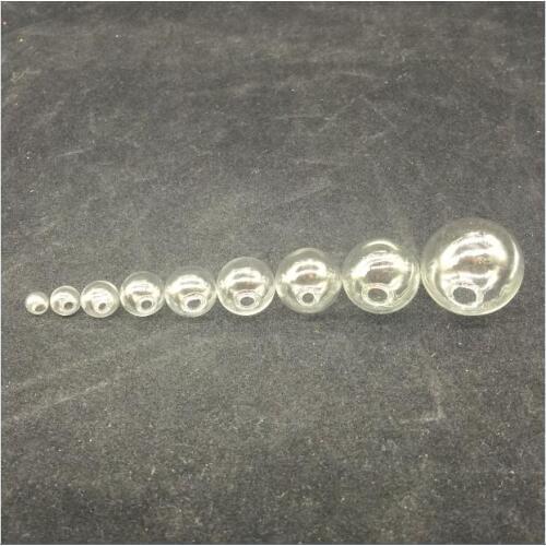 100pcs/lot 6/8/10/12/14/16/18/20/22/25mm one hole Sphere Glass Bottle DIY Terrarium glass globe orb round ball vial pendants diy