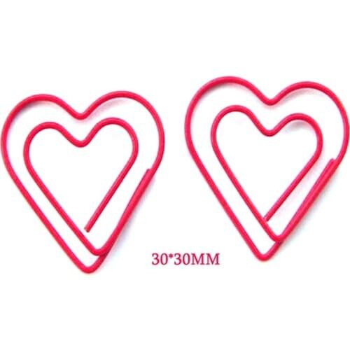 100pcs Heart Paperclip Fashion Cute Love Heart Paper Clip Metal Memo Clips Decorative Office Accessories Kawaii Stationery