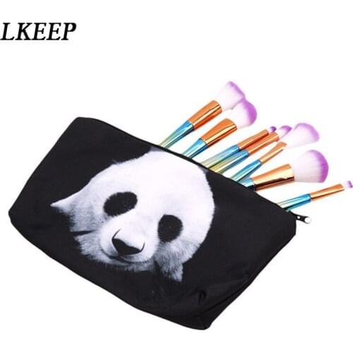 3D Printing Cat Panda Cosmetic Bag Multicolor Pattern Cute Cosmetics Pouches For Travel Ladies Pouches Women Makeup Bags
