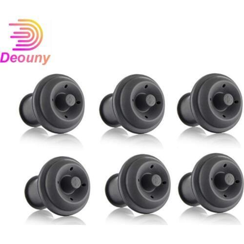 DEOUNY 4/6Pcs Rubber Vacuum Stoppers Reusable Plug Suction Bottle Champagne Wine Preserver Bottle Caps Saver Bar Accessories