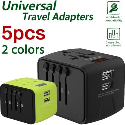 5pcs UK/EU/AU/Asia us Plug Travel Adapter International Universal Power Adapter3.4A 4 USB Worldwide Wall Charger SL-199D
