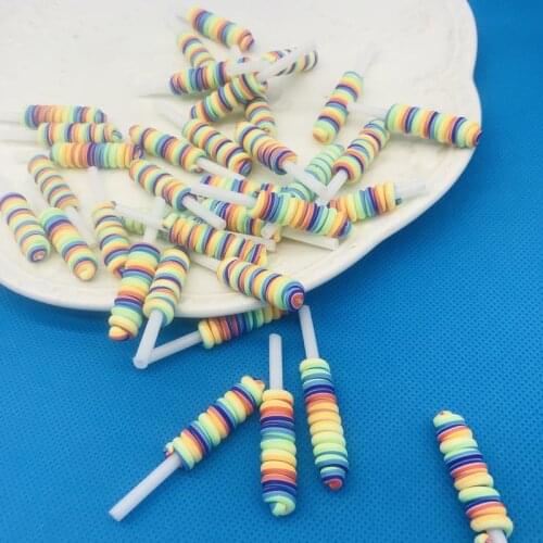 5Pcs Mixed Lollipop Candy Polymer Clay Slices DIY Craft Charm Scrapbooking Charms Nail Decor