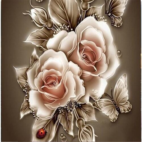 5D DIY diamante pintura patrón de mosaico completo retro rosa arte bordado flor punto de cruz decoración del hogar