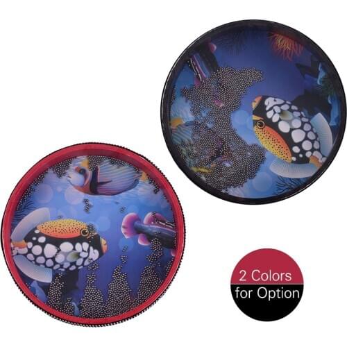 8/10inch Hand Drum Solid Wooden Ocean Drum Sea Wave Drum Frame Drum Gentle Sea Wave Sound Musical Toy Three Types