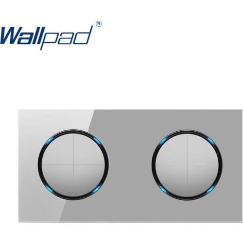 8 Gang 2 Way Grey Wall Light Switch Wallpad Luxury Tempered Crystal Glass Panel Electric Wall LED Indicator White