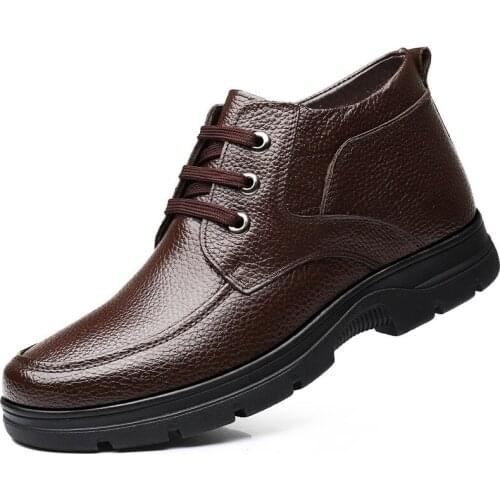 8ujGenuine Leather Shoes Men Winter Boots -30 Warm Cotton Shoes Cow Leather Man Ankle Boots Casual Male Footwear