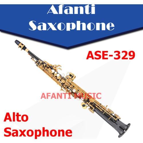 Afanti Music Bb tone / Brass body / Black Nickel Gold Soprano Saxophone (ASE-329)