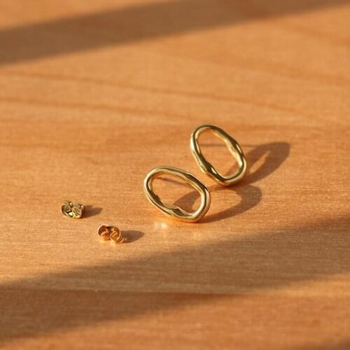 Amaiyllis 18K Gold Circle Irregular Sonic Earrings Stud Handmade Punk Boho Hoop Earrings For Women Jewelry