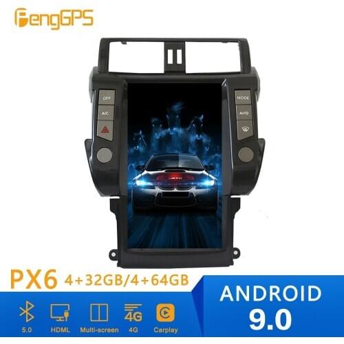 Tesla style Android 9.0 PX6 4GB RAM Car GPS Navigation For TOYOTA Land Cruiser Prado 150 2014-2017 head unit multimedia player