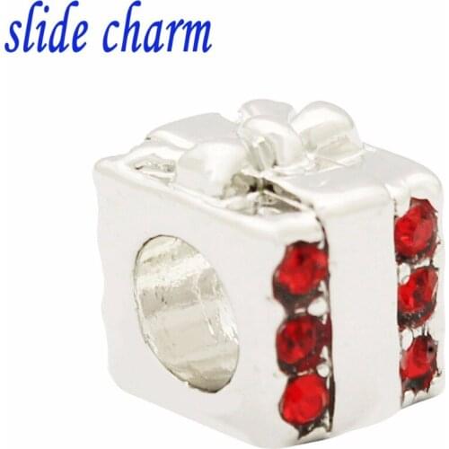 Slide charm Free shipping CZ, a gift of love beads fit Pandora bracelet charm bracelets and jewelry accessories