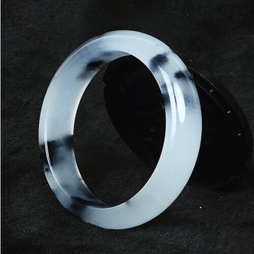 Genuine Natural Black White Jade Bangle Bracelet Hand-Carved Charm Jewelry Fashion Accessories Amulet for Men Women Lucky Gifts