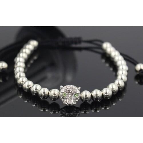 Tydf2 gold silver micro pave cz zircon cubic zirconia Bracelet adjusted nature stone bead leopard Punk Charm Bangles