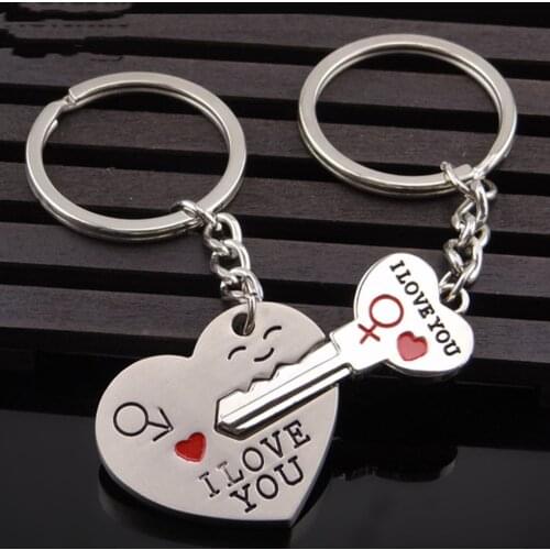 1 Pairs Couples Keychain Romantic Symbolic Love "Key And Heart" Keyring Valentines Day Gifts Fashion Accessories For Boyfriend