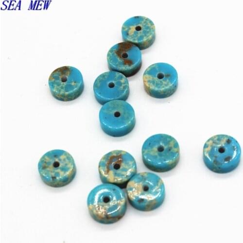 SEA MEW 6mm 8mm 10mm Tibetan flat beads rammel spacer beads hole beads DIY Jewelry accessories 140bz